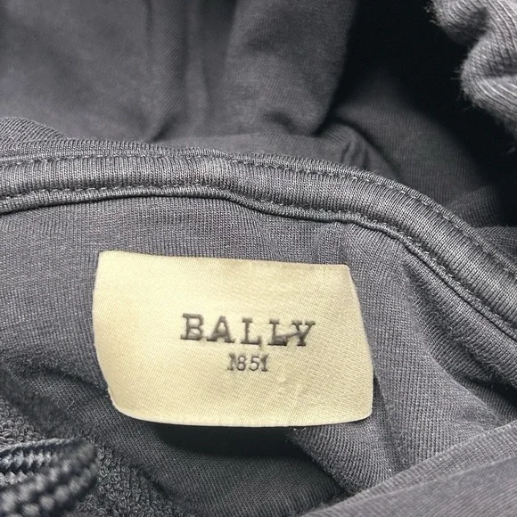 Bally 1851 Hoodie Mens Large Navy Pullover Logo Stripe Quite Luxury Sweatshirt - Picture 3 of 10